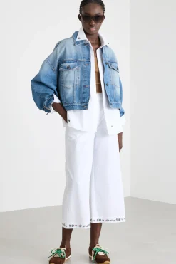 Pantalone ampio ricamato - Bianco