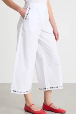 Pantalone ampio ricamato - Bianco