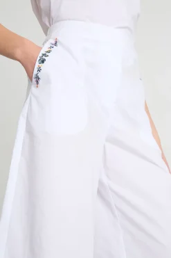 Pantalone ampio ricamato - Bianco