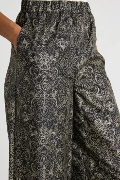 Pantalone a palazzo con stampa - Nero Bianco