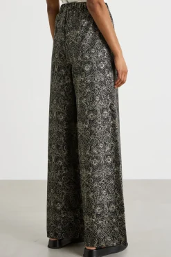 Pantalone a palazzo con stampa - Nero Bianco