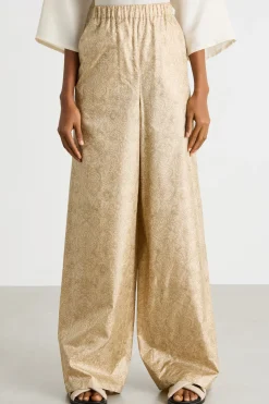 Pantalone a palazzo con stampa - Oro