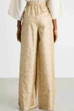 Pantalone a palazzo con stampa - Oro