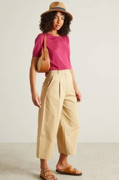 Pantalone a palazzo in misto cotone - Beige