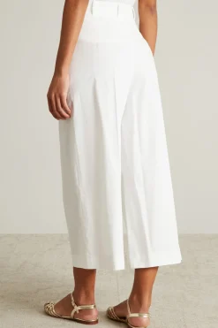 Pantalone a palazzo in misto cotone - Bianco