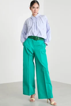 Pantalone a palazzo in taffettà - Verde