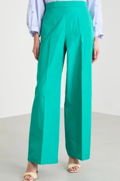 Pantalone a palazzo in taffettà - Verde