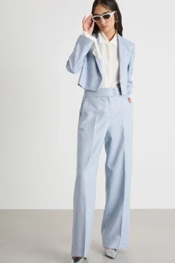 Pantalone a palazzo laminato - Azzurro