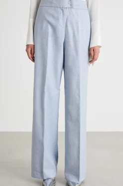 Pantalone a palazzo laminato - Azzurro