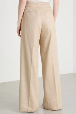 Pantalone a palazzo laminato - Cammello
