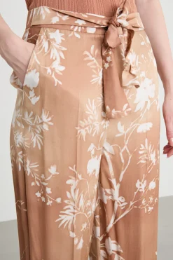 Pantalone a sigaretta con cintura - Cammello