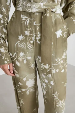 Pantalone a sigaretta con cintura - Verde