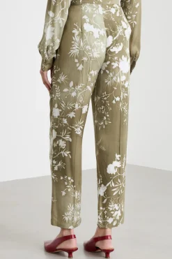 Pantalone a sigaretta con cintura - Verde