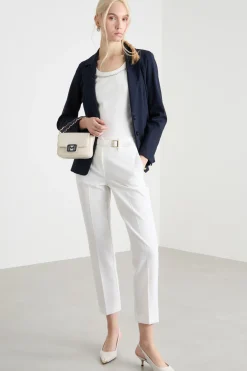 Pantalone a sigaretta con cinturino - Bianco