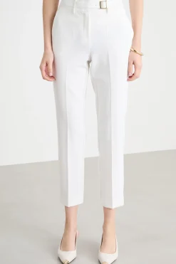 Pantalone a sigaretta con cinturino - Bianco