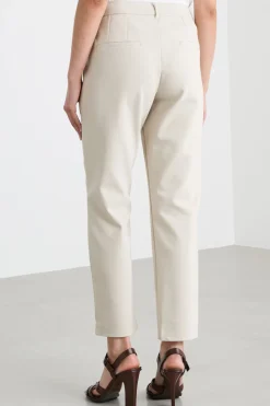 Pantalone a sigaretta con spacchi - Beige