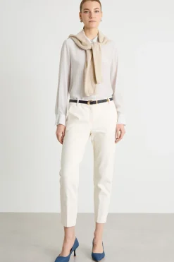 Pantalone a sigaretta con spacchi - Bianco