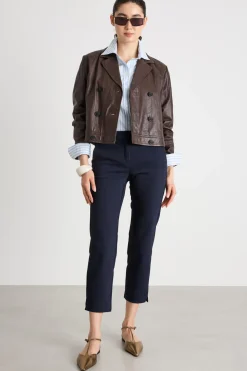 Pantalone a sigaretta con spacchi - Blu
