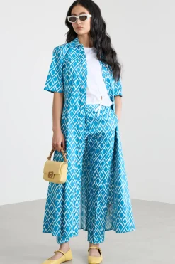 Pantalone a sigaretta con tasche - Azzurro Bianco
