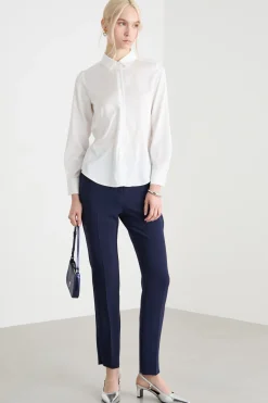 Pantalone a sigaretta in cady - Blu