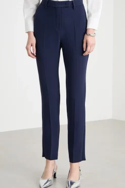 Pantalone a sigaretta in cady - Blu