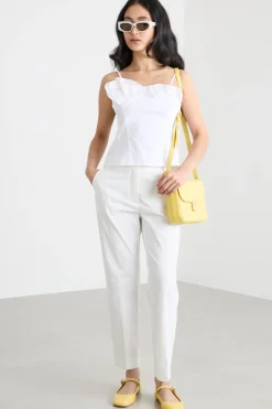Pantalone a sigaretta in gabardina - Bianco