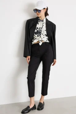 Pantalone a sigaretta in gabardina - Nero