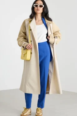 Pantalone a sigaretta in raso opaco - Blu