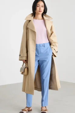 Pantalone a sigaretta in tela - Azzurro