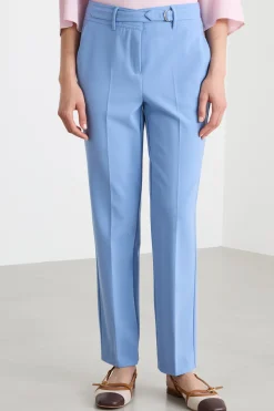 Pantalone a sigaretta in tela - Azzurro