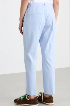 Pantalone a sigaretta in tela - Azzurro