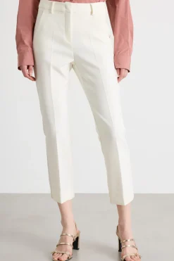Pantalone a sigaretta in tela - Bianco