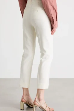 Pantalone a sigaretta in tela - Bianco