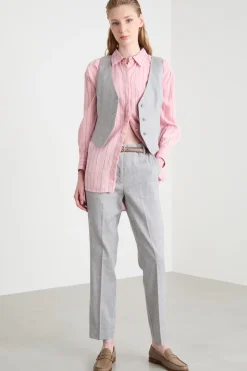 Pantalone a sigaretta in tela - Grigio