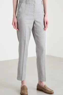 Pantalone a sigaretta in tela - Grigio
