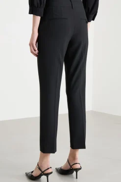 Pantalone a sigaretta in tela - Nero