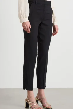 Pantalone a sigaretta in tela - Nero