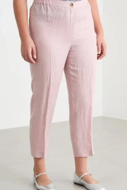 Pantalone a sigaretta in tela - Rosa