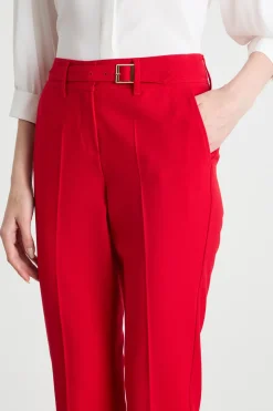 Pantalone a sigaretta in tela - Rosso