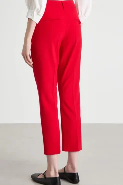 Pantalone a sigaretta in tela - Rosso