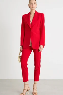 Pantalone a sigaretta in tela - Rosso