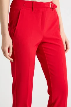 Pantalone a sigaretta in tela - Rosso