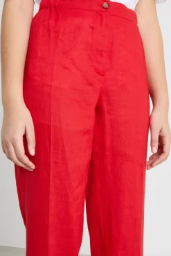 Pantalone a sigaretta in tela - Rosso