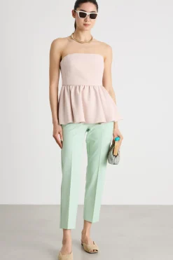 Pantalone a sigaretta in tela - Verde