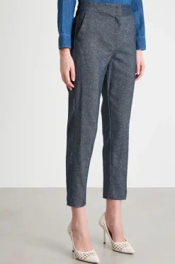 Pantalone a sigaretta in twill - Blu