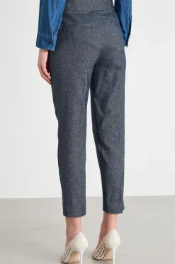 Pantalone a sigaretta in twill - Blu