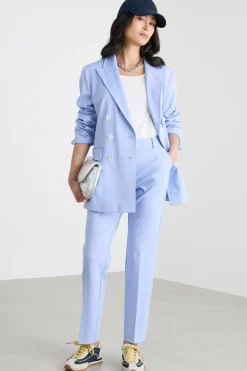 Pantalone a sigaretta stretch - Azzurro