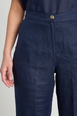 Pantalone a zampa con inserto elastico - Blu
