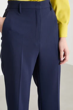 Pantalone a zampa in cady - Blu