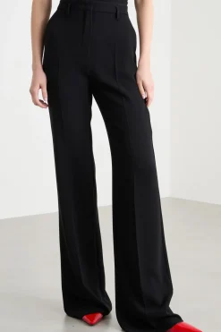 Pantalone a zampa in cady - Nero